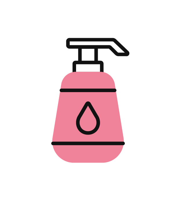 WIC COVID-19 prevention: Pink icon of hand sanitizer